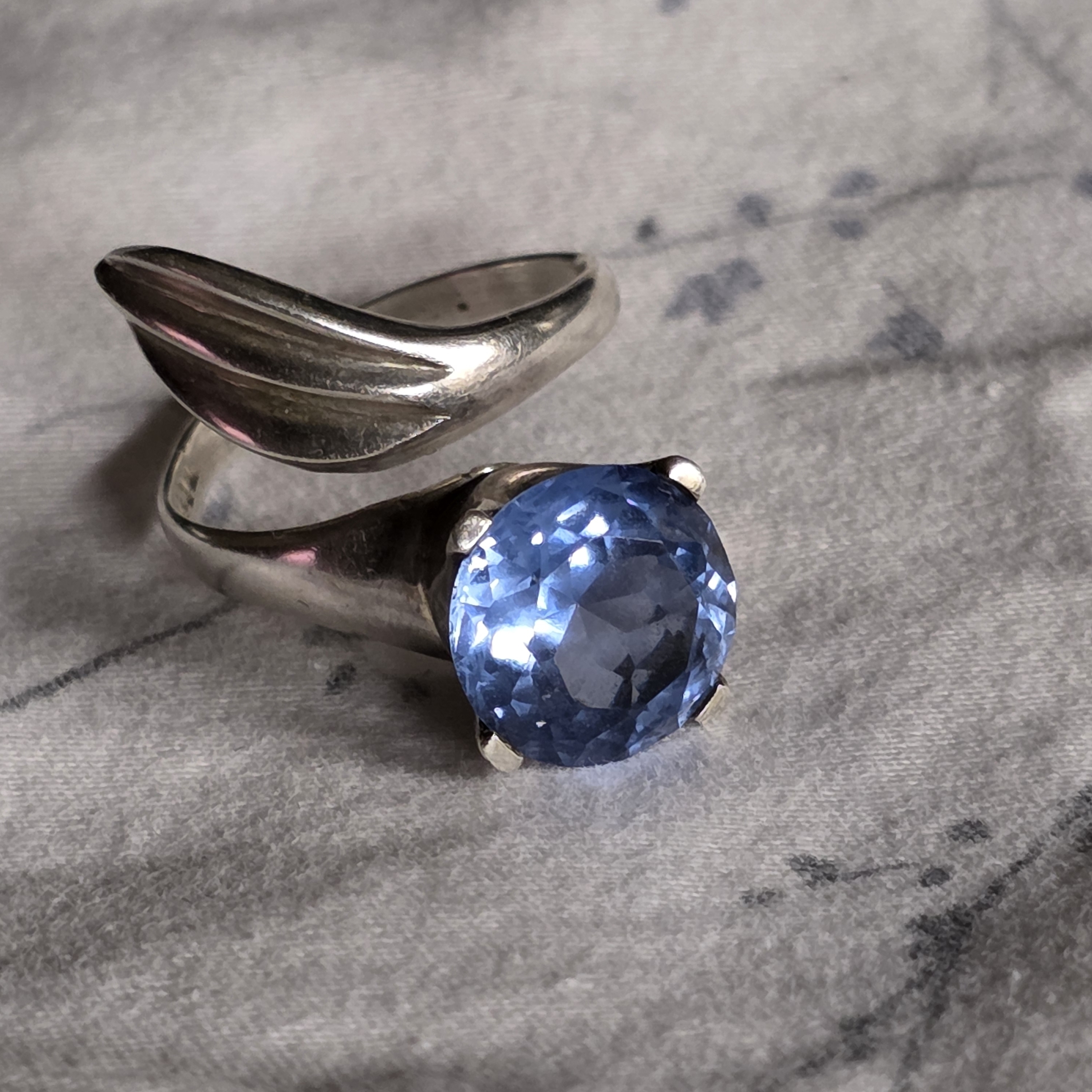 Sterling Silver Blue Gemstone Statement Ring